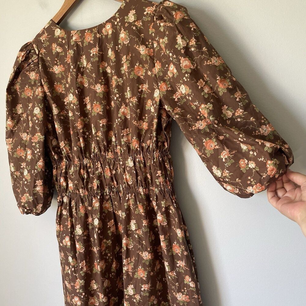 Tuckernuck Rosewood Chintz Marlena Floral Brown Boho Midi Dress Size Medium - Picture 4 of 11